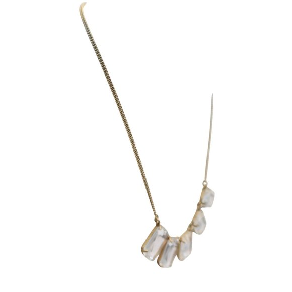 J CREW Rectangular Glass & Gold Tone Statement Necklace Elegant Classic Preppy - Picture 3 of 8